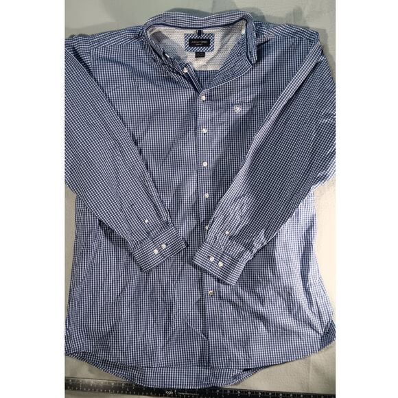 Ariat Pro Series XXL Tall Check Shirt Blue White Button Down Western Workwear - Picture 1 of 8